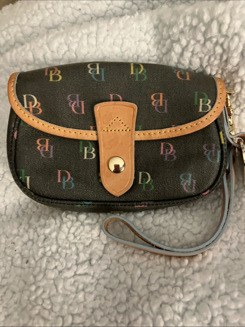 Dooney & Bourke Black Multicolor DB Logo Wristlet